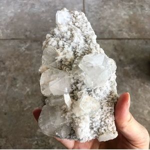 Large Apophyllite and Chalcedony Mineral Decor